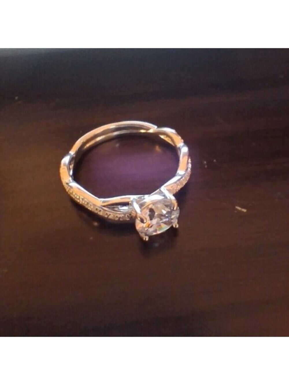 Womens Sterling Silver CZ Twist Engagement Rring Size 10 New 925 Bling - Picture 5 of 5